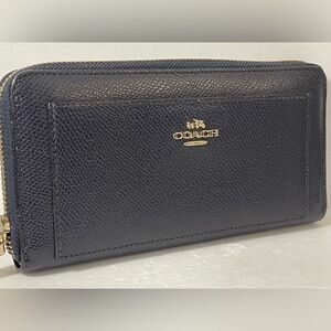 Coach Zippered Closure Wallet Navy Blue